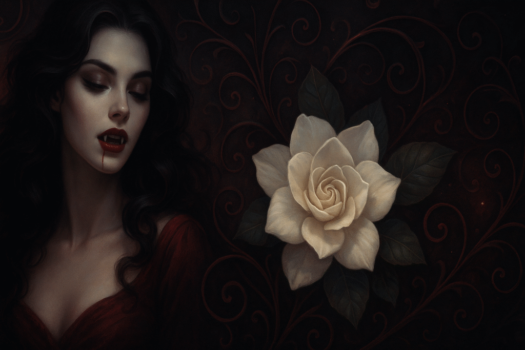 vampire woman with white flower