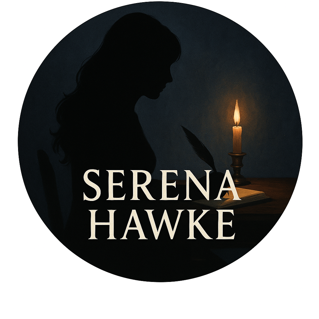 Serena Hawke writing by candlelight